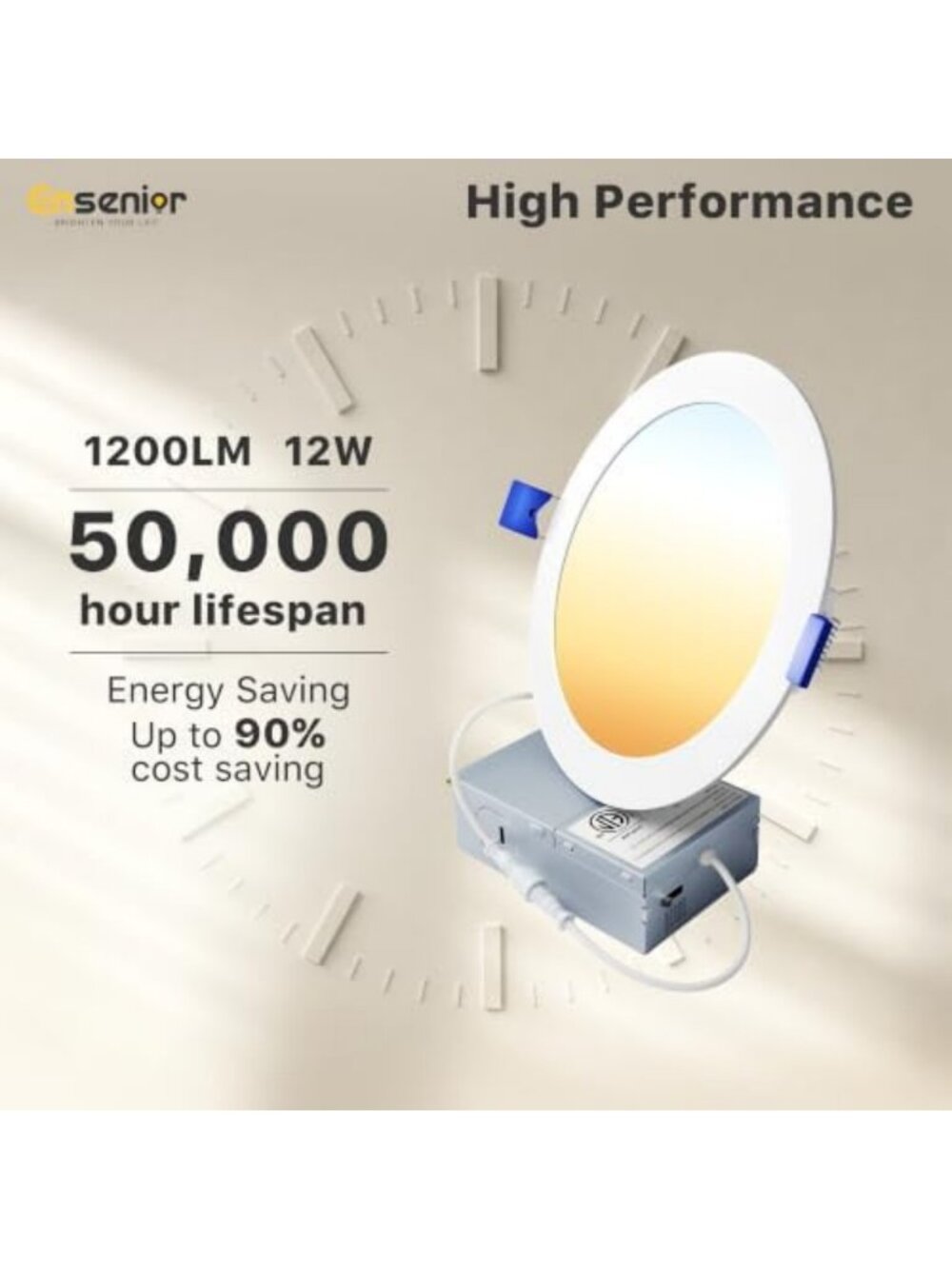 6 Inch LED Recessed Ceiling Light - 5CCT Color Temperature, 1200LM, Energy - Picture 6 of 6